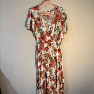 Petal & Pup Floral Maxi Dress in Orange and Green